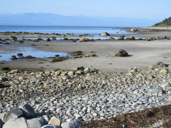 sunny Savary, with Vancouver Island in the background