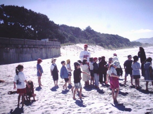 Son One on a beach field trip with his First Form class.