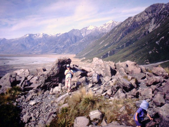 ...and around the feet of Mt. Cook, NZ's highest peak. (Saw wild parrots here!)